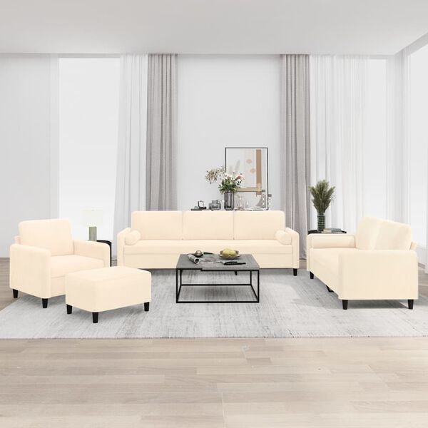 vidaXL Ensemble de canap&eacute;s 4 pcs coussins d&eacute;coratifs et coussins Cr&egrave;me