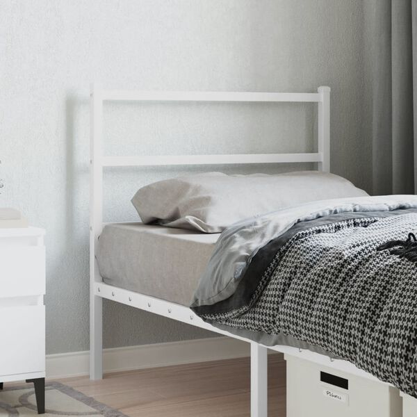 vidaXL T&ecirc;te de lit m&eacute;tal blanc 90 cm