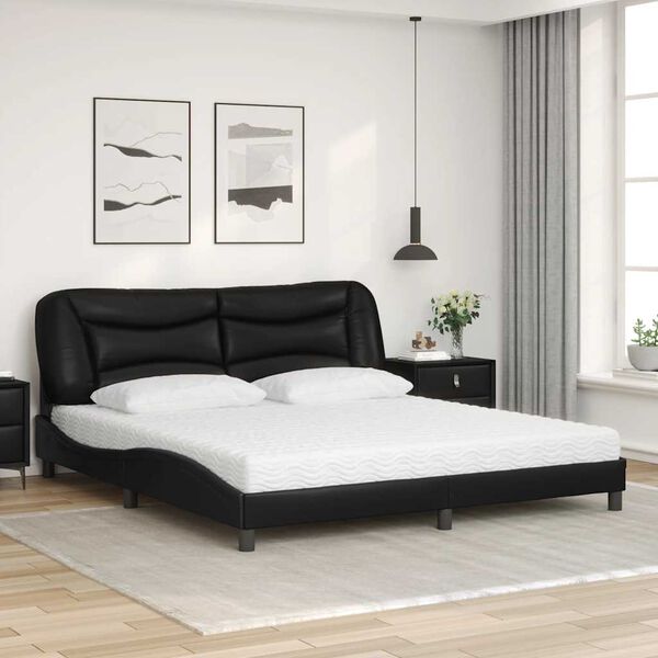 vidaXL Lit avec matelas Hvar noir 180x200 cm similicuir