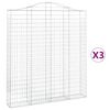 vidaXL Paniers &agrave; gabions arqu&eacute;s 3 pcs 200x30x220/240 cm fer galvanis&eacute;