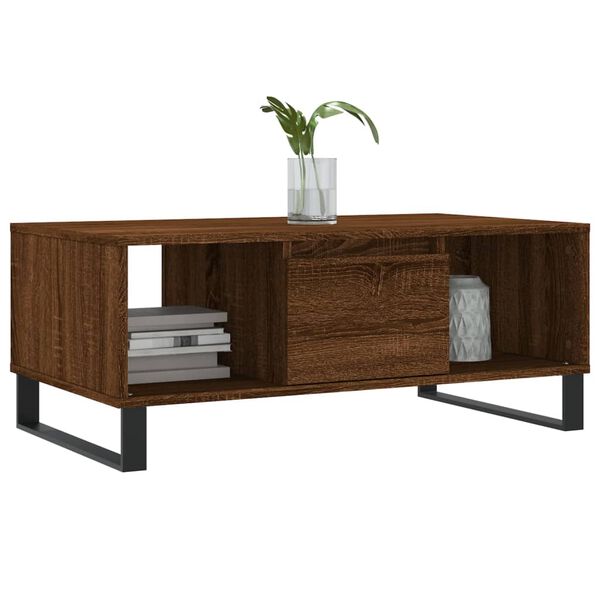 vidaXL Table basse Ch&ecirc;ne marron 90x50x36,5 cm Bois d'ing&eacute;nierie