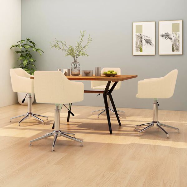vidaXL Chaises pivotantes &agrave; manger lot de 4 Cr&egrave;me Tissu