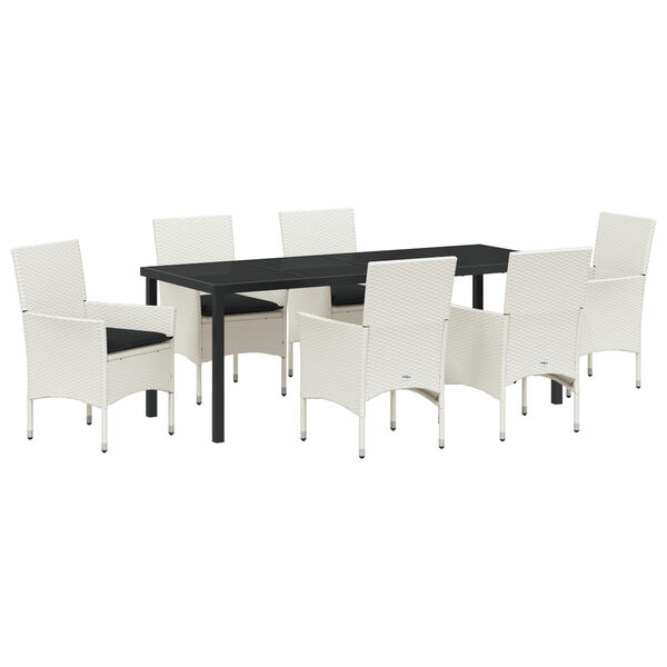 vidaXL Ensemble de salle &agrave; manger pour jardin 7 pcs Blanc Poly rotin
