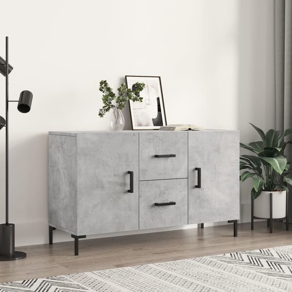 vidaXL Buffet gris b&eacute;ton 100x36x60 cm bois d'ing&eacute;nierie