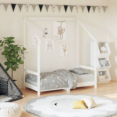 vidaXL Cadre de lit pour enfant blanc 70x140 cm bois de pin massif