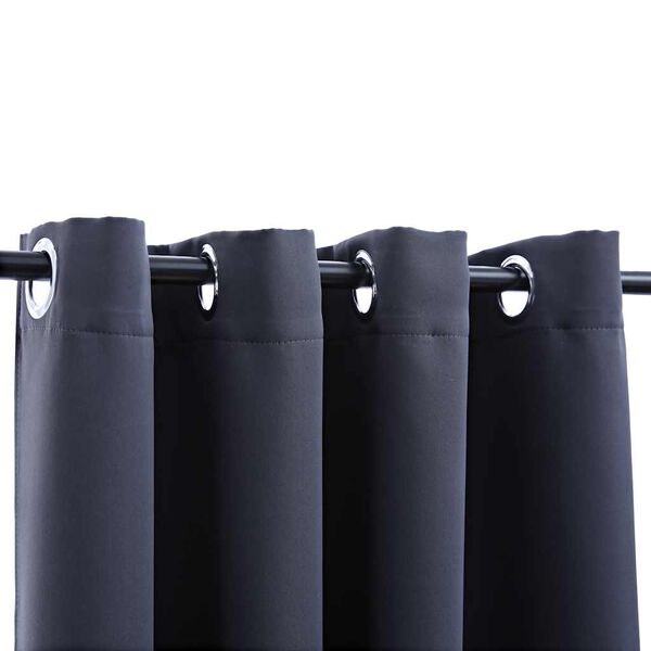 vidaXL Rideaux occultants avec anneaux M&eacute;tal 2pcs Anthracite 140x175cm