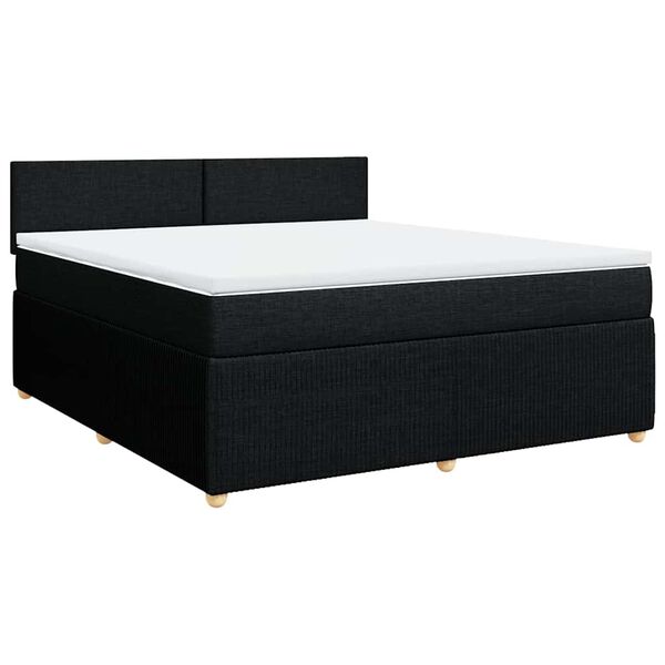 vidaXL Sommier &agrave; lattes de lit avec matelas Noir 180x200 cm Tissu
