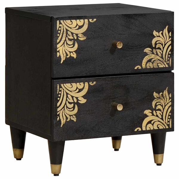 vidaXL Cabinet de chevet Noir 40 x 33 x 46 cm Bois de mangue massif