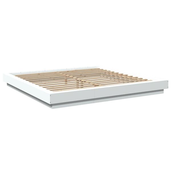 vidaXL Cadre de lit avec lumi&egrave;res LED sans matelas blanc 200x200 cm