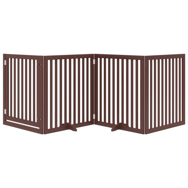 vidaXL Barri&egrave;re pour chiens avec porte 4 panneaux bois de peuplier