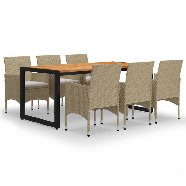 vidaXL Ensemble &agrave; manger de jardin 7 pcs Beige