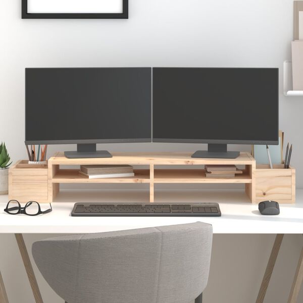 vidaXL Support pour moniteur 100x27,5x15 cm Bois de pin solide