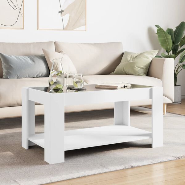 vidaXL Table basse avec LED blanc 93x53x45 cm bois d'ing&eacute;nierie