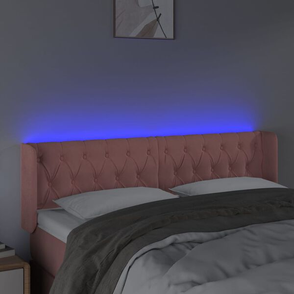 vidaXL T&ecirc;te de lit &agrave; LED Rose 163x16x78/88 cm Velours