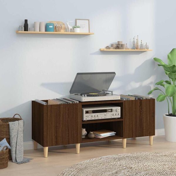 vidaXL Armoire &agrave; disques ch&ecirc;ne marron 121x38x48 cm bois d'ing&eacute;nierie
