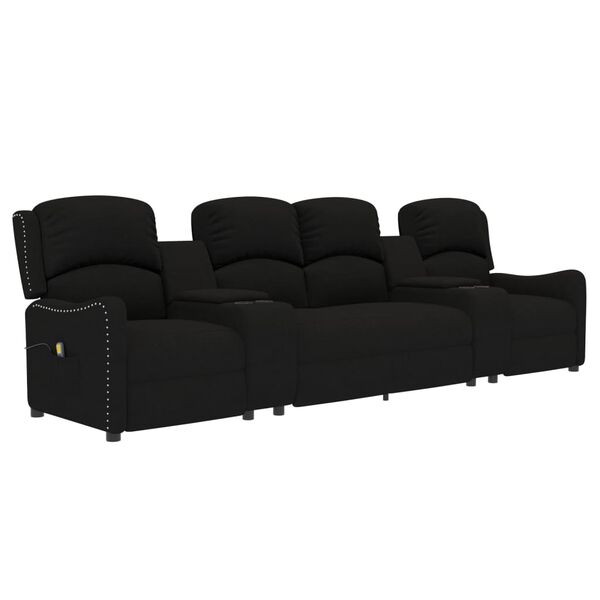 vidaXL Fauteuil de massage inclinable et porte-gobelets 4 places noir