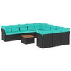 vidaXL Salon de jardin avec coussins 12 pcs noir r&eacute;sine tress&eacute;e