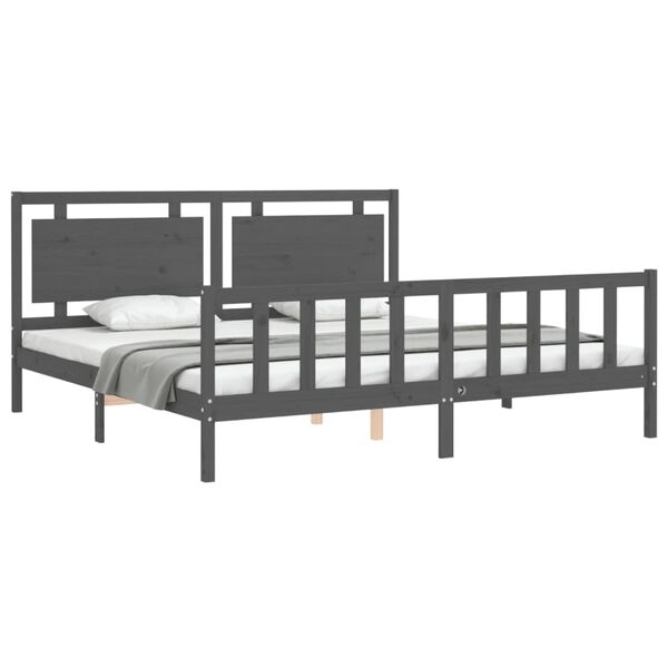 vidaXL Cadre de lit sans matelas gris 200x200 cm bois massif de pin