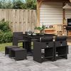 vidaXL Ensemble &agrave; manger de jardin 9pcs coussins noir r&eacute;sine tress&eacute;e