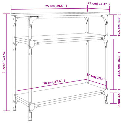 vidaXL Table console chêne fumé 75x29x75 cm bois d'ingénierie