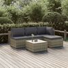 vidaXL Salon de jardin 5 pcs avec coussins Gris Résine tressée