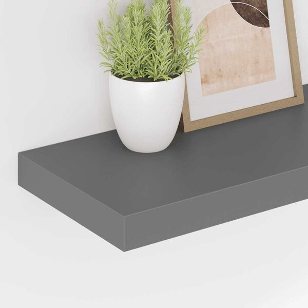 vidaXL &Eacute;tag&egrave;re murale flottante 2 pcs Gris brillant 50x23x3,8 cm MDF