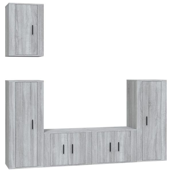 vidaXL Ensemble de meubles TV 5 pcs Sonoma gris Bois d'ing&eacute;nierie