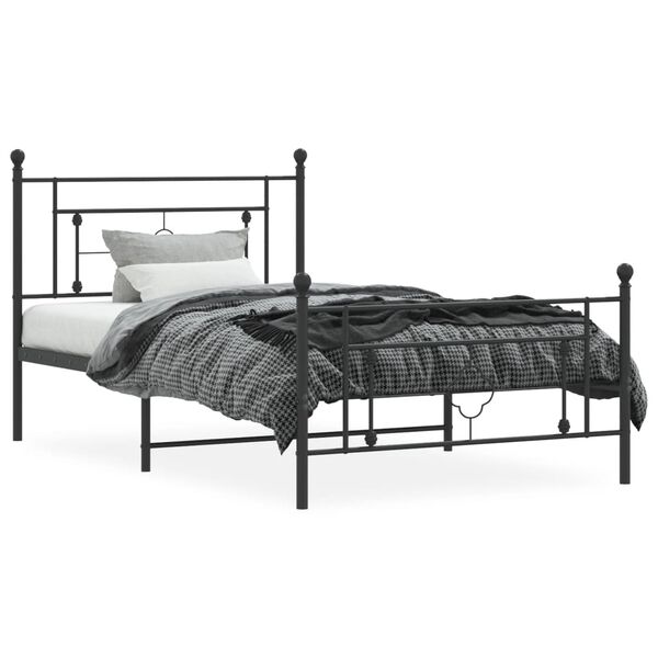 vidaXL Cadre de lit m&eacute;tal sans matelas avec pied de lit noir 107x203cm