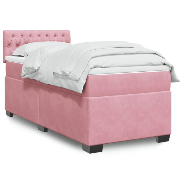 vidaXL Sommier &agrave; lattes de lit et matelas Rose 80x200 cm Velours