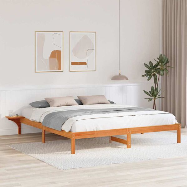 vidaXL Cadre de lit Brun cire 180 x 200 cm Pin massif