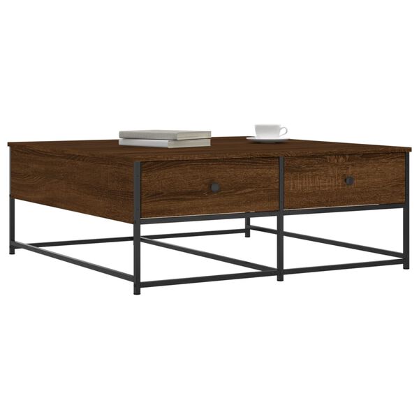 vidaXL Table basse ch&ecirc;ne marron 100x99x40 cm bois d'ing&eacute;nierie
