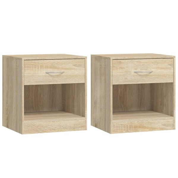 vidaXL Table de chevet 2 pcs avec tiroir Couleur de chêne