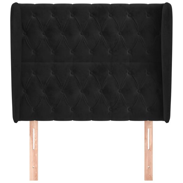 vidaXL T&ecirc;te de lit avec oreilles Noir 103x23x118/128 cm Velours