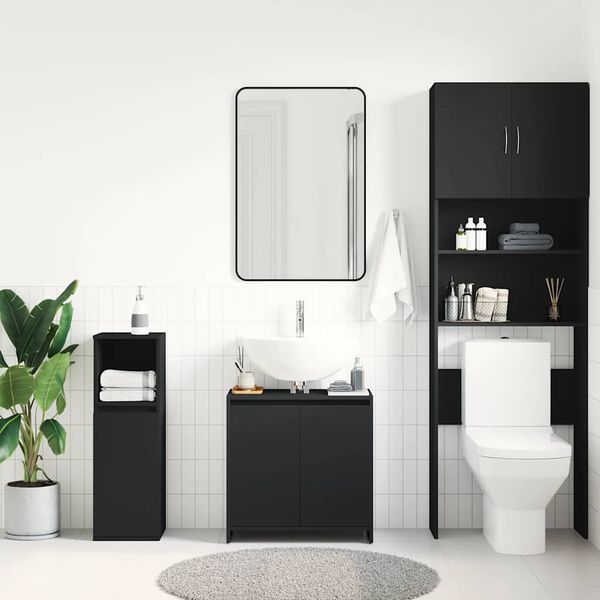 vidaXL Armoire de salle de bain noir 60x33x61 cm Bois d'ing&eacute;nierie