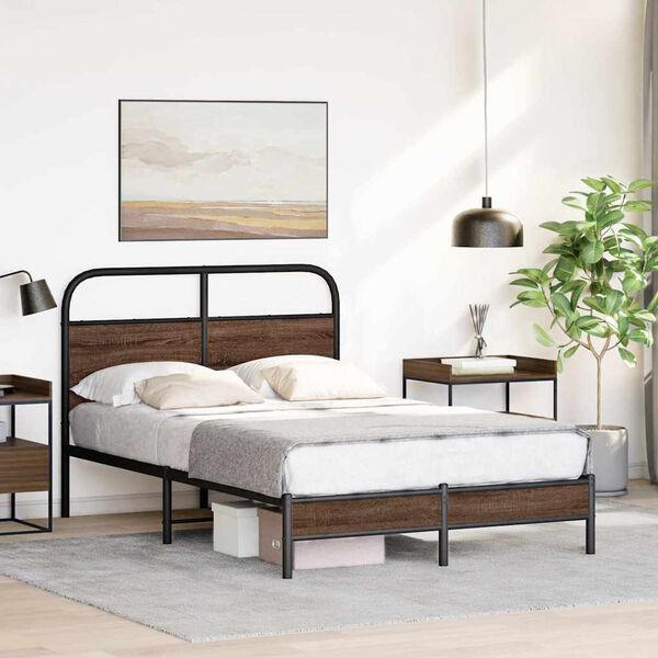 vidaXL Cadre de lit sans matelas 135x190 cm ch&ecirc;ne marron