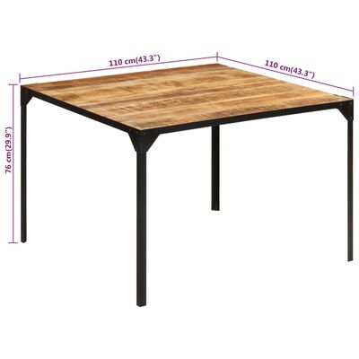 vidaXL Table à manger 110x110x76 cm bois de manguier massif