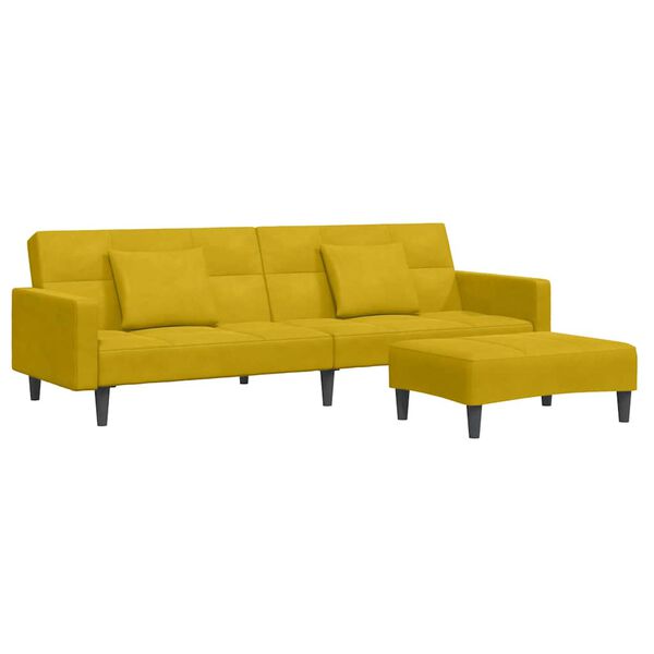 vidaXL Canap&eacute;-lit &agrave; 2 places avec repose-pied jaune velours