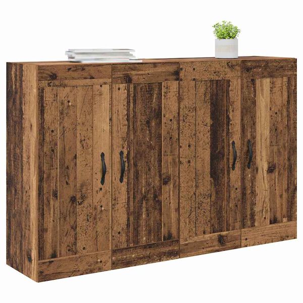 vidaXL Meuble mural Montage mural 2 pcs Bois ancien 69,5 x 34 x 90 cm