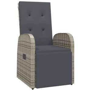 vidaXL Chaise inclinable de jardin avec coussins gris r&eacute;sine tress&eacute;e