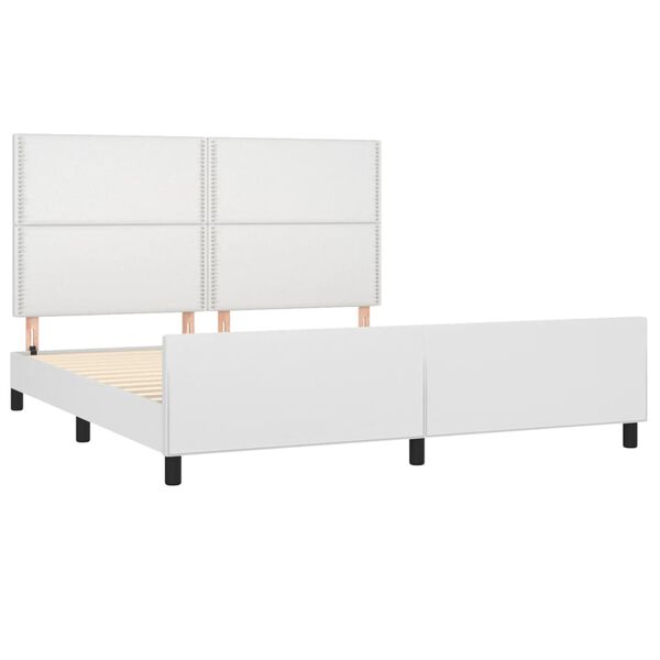 vidaXL Cadre de lit sans matelas blanc similicuir