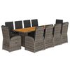 vidaXL Ensemble &agrave; manger de jardin 11pcs avec coussins gris poly rotin