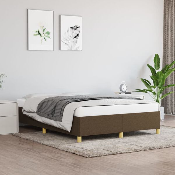 vidaXL Cadre de lit sans matelas marron fonc&eacute; 140x190 cm tissu