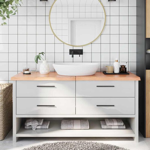 vidaXL Comptoir de salle de bain marron 160x40x(2-4) cm bois trait&eacute;