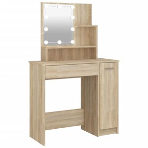 vidaXL Coiffeuse avec LED ch&ecirc;ne sonoma 86,5x35x136 cm