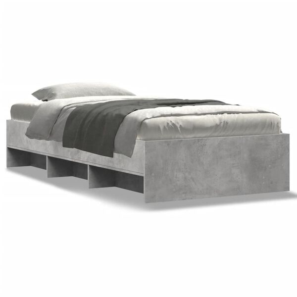 vidaXL Cadre de lit sans matelas gris b&eacute;ton 90x190cm bois d'ing&eacute;nierie
