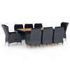 vidaXL Ensemble &agrave; manger 9 pcs avec coussins r&eacute;sine tress&eacute;e gris fonc&eacute;