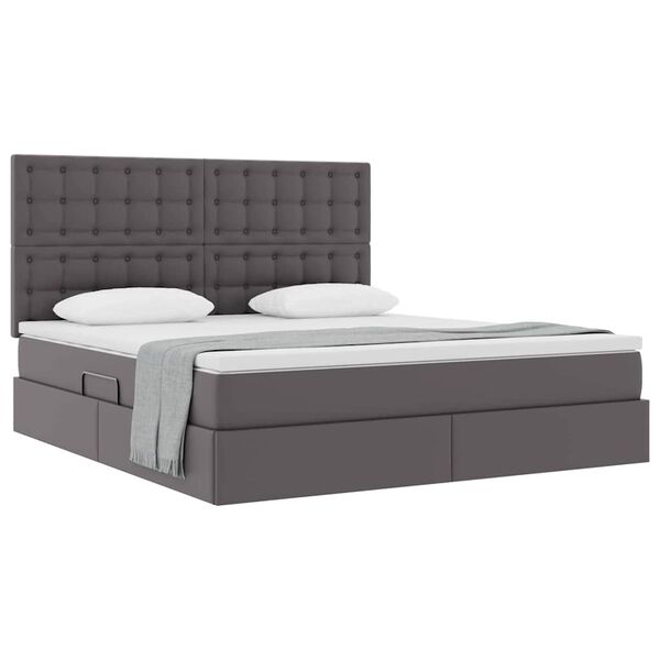 vidaXL Lit de Rangement Gris 160 x 200 cm Cuir synth&eacute;tique