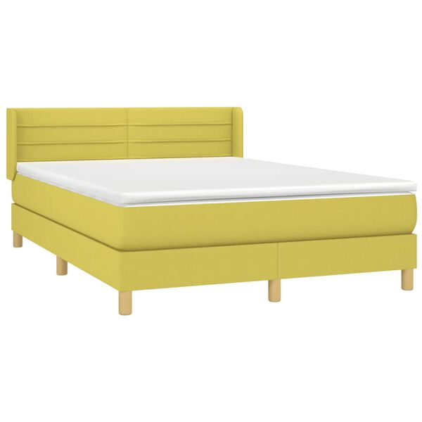 vidaXL Sommier &agrave; lattes de lit avec matelas Vert 140x200 cm Tissu