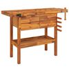 vidaXL &Eacute;tabli avec tiroirs et &eacute;taux 124x52x83 cm Bois massif d'acacia