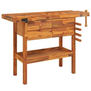 vidaXL &Eacute;tabli avec tiroirs et &eacute;taux 124x52x83 cm Bois massif d'acacia